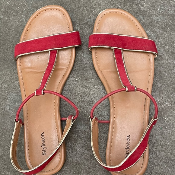 Style & Co Red Suede Sandals 7.5 - Picture 7 of 7
